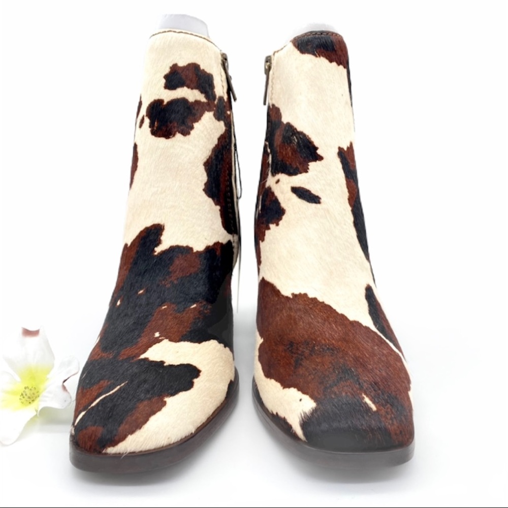 ❄️HP❄️NIB Frye Cream & Brown Calf Hair Georgia Leather Bootie, 5.5 - Picture 6 of 16